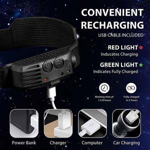 Linterna Frontal LED de Alta Potencia, Recargable por USB, con Sensor, Multifuncional, para Camping - Product Image 4