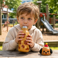 Botella de Agua Infantil de Acero Inoxidable 304 de 16oz con Diseño de Animales, Segura, Libre de BPA, Aislada y con Boquilla, para Niños y Adolescentes