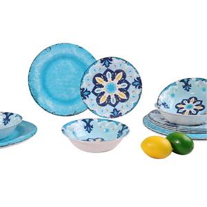 Table décorative <span class=keywords><strong>de</strong></span> nouveau Design 12 pièces bleu jaune sans BPA 11 pouces 100% mélamine pour 4 <span class=keywords><strong>personnes</strong></span> - Product Image 1