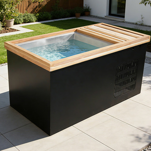 Enfriador de inmersión en frío con filtro y ozono, con cubierta negra, para sauna exterior y baño de hielo. - Product Image 1