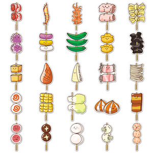 En Existencia, 50 Piezas de Pegatinas de Comida en Brocheta, Oden Original, Cocina de Dibujos Animados, Lindas, Impermeables, Impresas en Offset, Decoración para Diario - Product Image 3