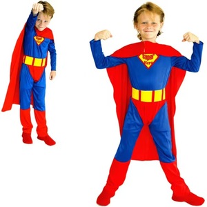 Disfraz de Superhéroe para Niños, Capa Azul y Roja, Mono, Cinturón, Botas, Disfraz Clásico de Héroe para Cosplay, Fiesta, Juego de Roles - Product Image 1