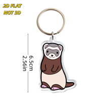 Porte-clés en acrylique ferret debout mignon, corps marron et crème avec pattes roses, breloque transparente double face, accessoire amusant pour les amoureux des animaux