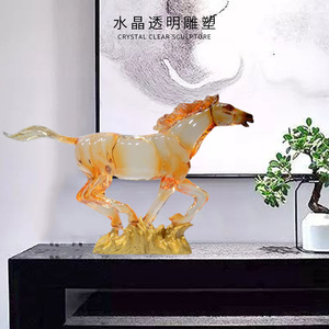Escultura de resina de cristal de caballo galopando, figura artística para decoración de oficina y hogar, 820x190x520mm - Product Image 4