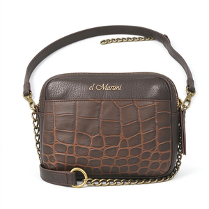 Bolso Bandolera de Cuero Genuino con Grabado de Cocodrilo, Correa de Cadena Dorada Vintage, Bolso de Hombro Casual para Mujer - Product Image 6