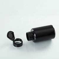 PET noir capsule flacon à pilules en plastique avec couvercle de pression scellé 100ml bouteilles en plastique avec bouchon à rabat pour la médecine