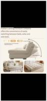 Sofá Cama de Tela Cloud, Reclinable, Plegable, de Doble Uso, para Apartamentos Pequeños, Sala de Estar, Nuevo, Moderno, de Tres Plazas, en Línea Recta, Color Crema
