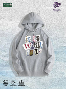 Almacén Local en EE. UU.: Sudadera con Capucha 100% Algodón con Estampado Gráfico de Collage 'It Is What It Is', 7 Colores - Product Image 3