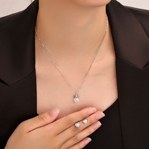 Ensemble de bijoux en alliage de cuivre en forme de cœur avec perles brillantes, serti de pierres, pour un usage quotidien - Product Image 2