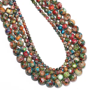 Perline turchesi imperiali naturali <span class=keywords><strong>diaspro</strong></span> 4/6/8/10mm fiore <span class=keywords><strong>verde</strong></span> sedimento del mare pietre per la creazione di gioielli fai da te braccialetti - Product Image 4