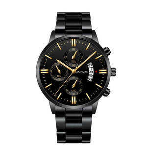 カスタムメイドブランド、あなただけのスリムゴールドクォーツ腕時計、メンズステンレススチールクロノグラフウォッチケース、ラグジュアリーファッションイエロー - Product Image 4