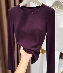 Maglia a maniche lunghe da donna con scollo rotondo, vestibilità slim, elasticizzata, basic, a strati, in maglia morbida, con <span class=keywords><strong>reggiseno</strong></span> integrato - Product Image 6