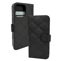 Étui portefeuille à rabat texturé litchi matelassé diamant pour iPhone 18/17 avec porte-cartes, béquille et protection intégrale antichoc