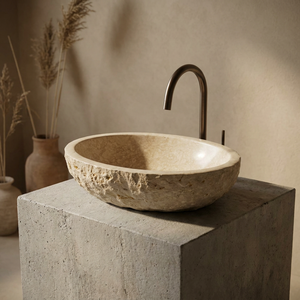 Lavabo <span class=keywords><strong>da</strong></span> <span class=keywords><strong>Appoggio</strong></span> Rotondo in Marmo Naturale Moderno Aquarius con Finitura Spazzolata Eco-Friendly <span class=keywords><strong>per</strong></span> <span class=keywords><strong>Bagno</strong></span> - Product Image 5