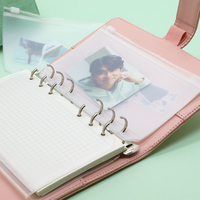 Carnet de notes A6 à 6 anneaux en cuir Pu rose