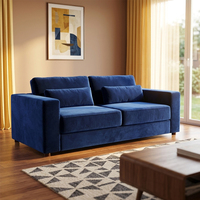 Canapé 3 places moderne en velours bleu roi avec coussins moelleux pour grossistes en meubles et projets