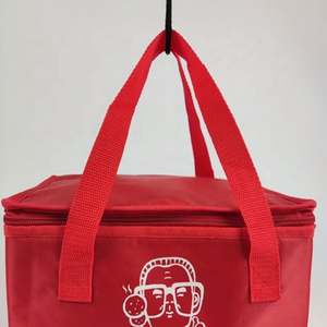 Sac isotherme fourre-tout non tissé pour voyageavec fermeture à glissière rouge sac isotherme déjeuner pour nourriture Logo personnalisé pique-nique sac isotherme - Product Image 4