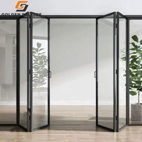 GS Portes extérieures en aluminium à double couche Porte pliante Salle insonorisée Portes pliantes en verre pour la maison