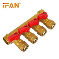 Collecteur de chauffage au sol IFAN 2-6 voies en laiton, collecteur d'eau en laiton 3/4 pouces