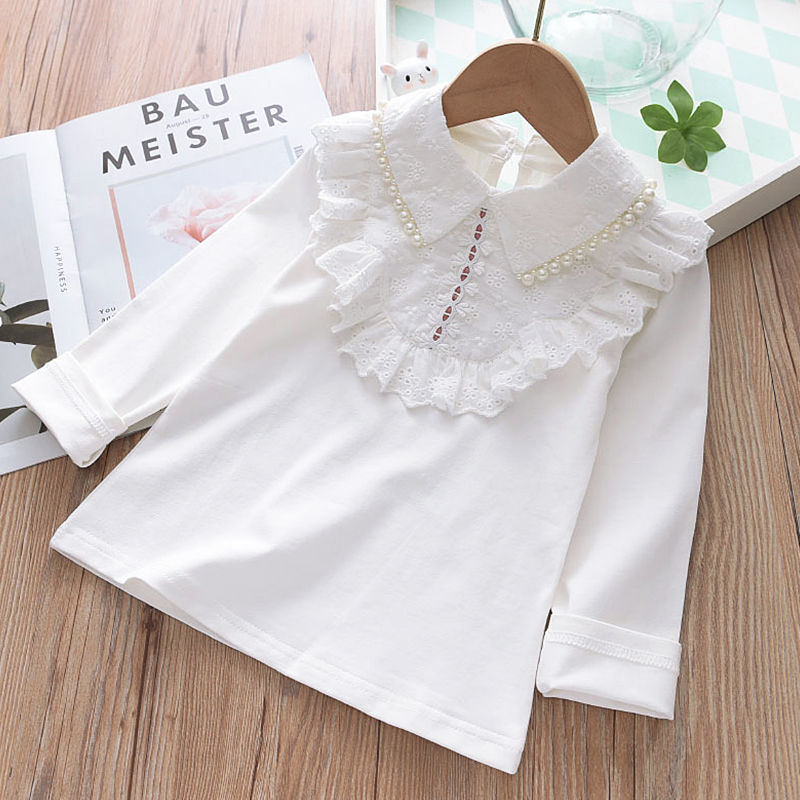 Pure white lapel double pearls