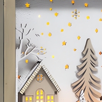 Cadre en bois N-Concept pour boîte à ombres de Noël avec lumière LED, scène de maison hivernale enneigée, décoration de Noël pour table
