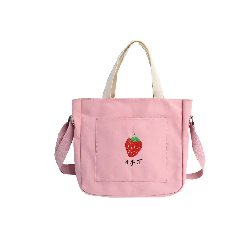 Fruit Printing Avocado Strawberry Lolita Shoulder Portable Shopping Bag Japanese Canvas Messenger Handbag
