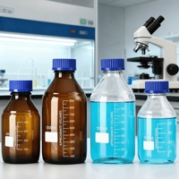 Bouteilles de Réactifs en Verre Brun Graduées Sérigraphiées en Gros avec Bouchon à Vis pour Stockage en Laboratoire 100ml/250ml/500ml/1000ml Emballage Marque QF