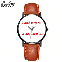Montre-bracelet à quartz pour homme la plus populaire avec bracelet en cuir, cadran à aiguilles et logo imprimé – Cadeau personnalisé