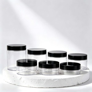 Wholesale Custom Empty Clear Black White Amber PET <b>Plastic</b> <b>Jars</b> with Lids for Face Cream Body Scrub Skincare Cosmetic Packaging - Product Image 1