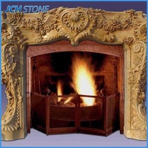 Nuevo Hohe Qualitaet Stein Braune Gold Beige Stone Chimenea Antike Kamin Billige <span class=keywords><strong>Kamine</strong></span> - Product Image 1