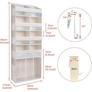 Organizador para colgar sobre la puerta con 8 compartimentos XL, almacenamiento inferior, bolsillos transparentes, almacenamiento colgante para bebés, niños, baño, mascotas - Product Image 4