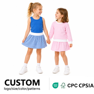 Ensemble jupe trois pièces pour filles en gros : chemise à manches longues, haut sans manches, couleur et taille personnalisables, fournisseur - Product Image 1