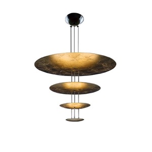 Lámpara colgante redonda moderna minimalista con láminas de oro, LED, de múltiples cabezales, para sala de estar, comedor, villa. - Product Image 5