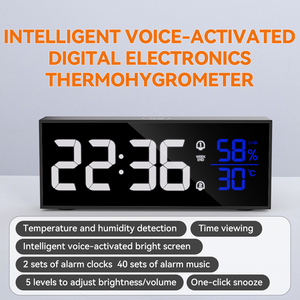 <span class=keywords><strong>Horloge</strong></span> numérique de salle de bain moderne <span class=keywords><strong>avec</strong></span> miroir <span class=keywords><strong>LED</strong></span> étanche, alarme, minuterie, affichage de la température, <span class=keywords><strong>horloge</strong></span> <span class=keywords><strong>murale</strong></span>/de bureau en ABS, fonction LUMINO - Product Image 6