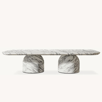 Table basse sculptée RH CUPOLA rectangulaire avec pieds cylindriques, base sphérique ronde, marbre durable, mobilier moderne pour salon