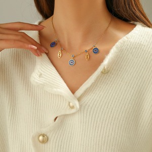 Blue Evil Eye Patron Saint Collar Mujer Luz Lujo Moda Versátil Joyería Cadena de clavícula Joyería - Product Image 4