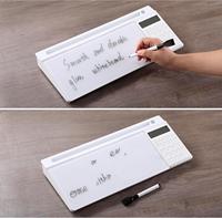 Tableau en verre avec calculatrice, tableau blanc effaçable à sec pour bureau, tableau numérique, organisateur de bureau
