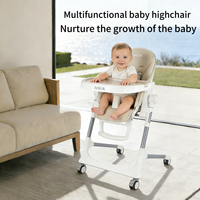 Chaise haute bébé pliable portable, design OEM/ODM, siège rembourré élégant et confortable, facile à nettoyer, homologuée EN14988, pour usage en cuisine.