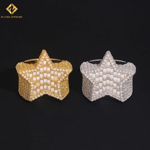 Star Shape Moissanite <b>Ring</b> 18K Gold Plated Iced Out Luxury <b>Mens</b> Party Jewelry Hip Hop <b>Mens</b> <b>Rings</b> - Product Image 1