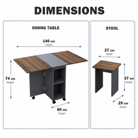 Juego de Mesa de Comedor Plegable con Almacenamiento, Muebles de Comedor Compactos y Expandibles para Sala de Estar