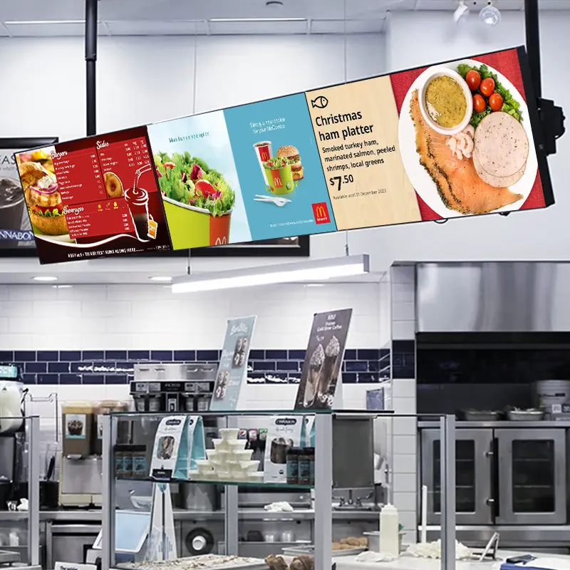 Tela de exibição digital para tablets 4K HD, mesa de menu digital suspensa para restaurantes, mesa de menu digital LCD