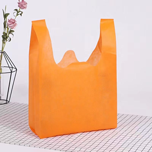 Sac de courses en plastique personnalisé avec logo, écologique, recyclable, sac T-shirt, sac non tissé pour l'emballage des légumes, promotion - Product Image 1