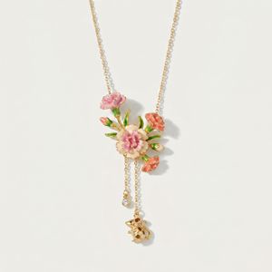 Retro Emaille Blumen Animierte Fließende Halskette Edelstahl Blumen Lilie Rose Narzisse Anhänger Halskette Damen Trendig - Product Image 5