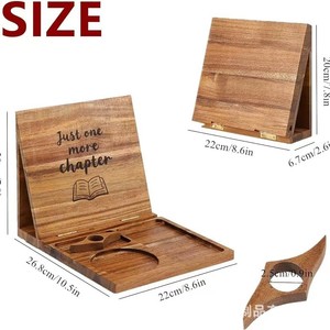 Wooden <b>Foldable</b> Reading Stand Solid Wood With Cup And Phone Holder <b>Desk</b> Organizer For Books And Office Use - Product Image 4