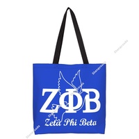 Nouveaux sacs fourre-tout avec logo Zeta Phi Beta, sac en toile à lettres grecques et fleurs de la sororité ZPB, sac de rangement, sac à main de shopping, sac à bandoulière, cadeau pour fille