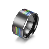 Regenbogenflagge Liebe Gay Lesbian Schriftzug Diamant Schmetterling Ring 14K Vergoldet Titan Unisex Geschenk