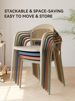 Chaise de salle à manger avec accoudoirs, design nordique moderne en corde, en plastique PP empilable, pour extérieur, jardin, restaurant, café