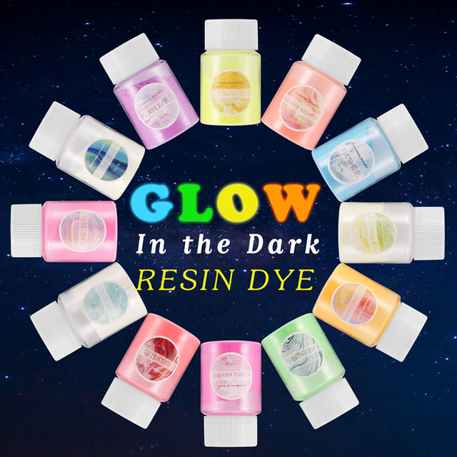 12 Colors Luminous Color Powder Colour Modulation, Can Add in Epoxy Resina and UV Resin