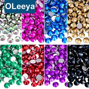 Strass en verre OLeeya aux couleurs métalliques, à dos plat, non thermocollants, pour bijoux - Product Image 1
