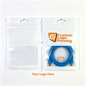 Bolsa con Cierre y Ventana Transparente Personalizada OEM, MOQ Bajo de 500 Unidades, para Cables USB, Cargadores, Accesorios Electrónicos, Embalaje para Venta Minorista - Product Image 3